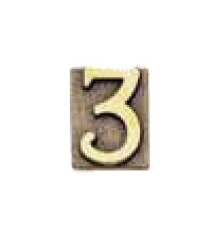 Цифра "3" на дверь в состаренной латуни